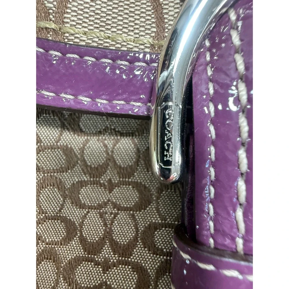 Coach Patchwork Soho Shoulder Bag Women Small Brown Purple Signature F12316